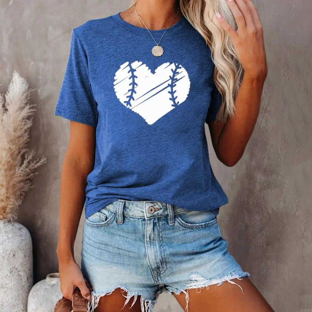 

European and American women's tops Valentine's Day love round neck short sleeve t-shirt, Picture color