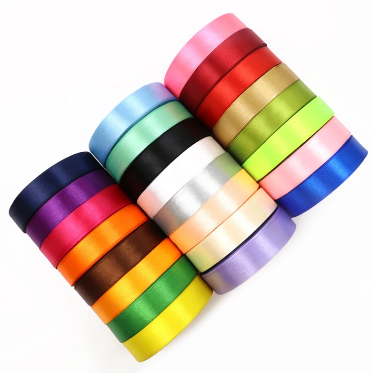 

20mm Satin Ribbon Gift Packing Solid Color Ribbon Recycled 100% Polyester Satin Ribbon, 19 colors as picture