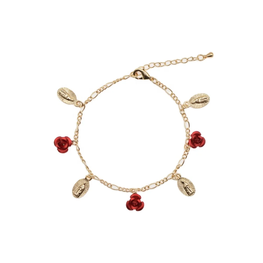 

New arrival metal cut roses virgin mary designer charms diy bracelets jewelry making for women