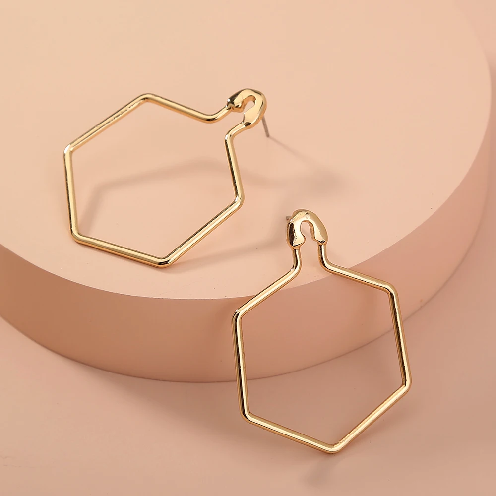 

Minimalist Geometric Hexagonal Design Gold Filled 925 Silver Women's Jewelry Earrings