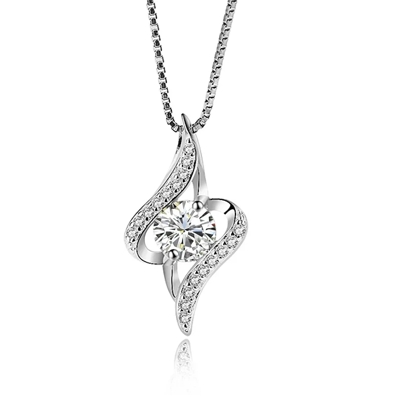 

925 Sterling Silver Cubic Zirconia Pendant Necklace For Women