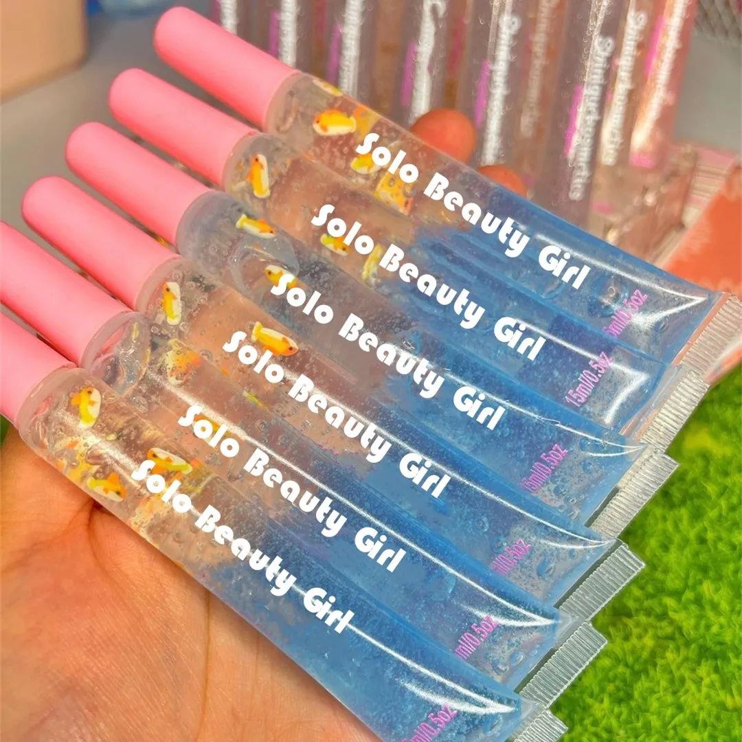 

Tubes Base Private Label Vendor Vegan Clear Fruit Make Up Cosmetic Lipgloss Rose Logo Tube 15ml Lip Gloss