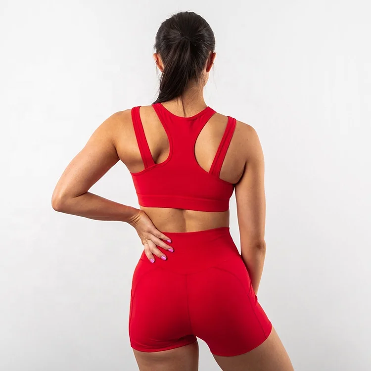 

2020 Custom Logo High Waist Fitness Short Leggings and Sports Bras Yoga Wear Set
