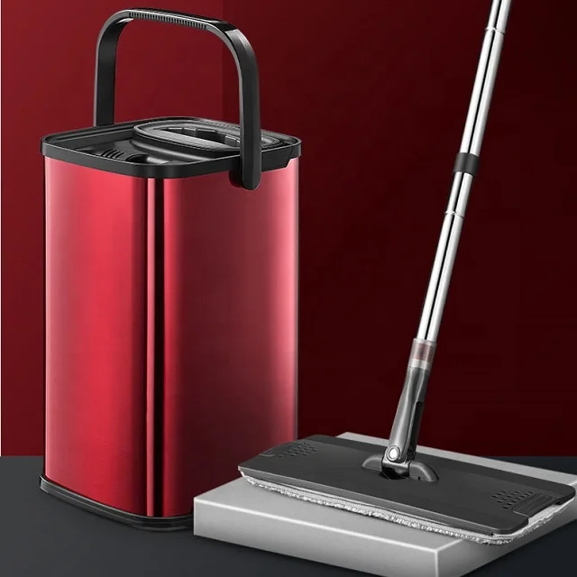 

microfiber flat mop floor cleaning set with squeeze bucket