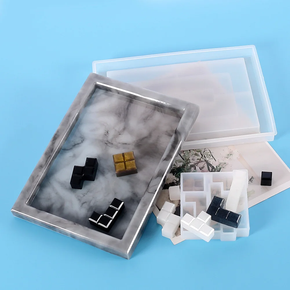 

DIY Crystal Epoxy Handmade Creative Mirror Tetris Puzzle Silicone Mold, Customized color