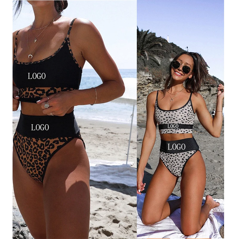 

Free shipping 2021 Custom Bikini Swim Suit Sexy Swimwear Two Piece Bikini Swimsuit Pattern Type Leopard Sexy tight backless