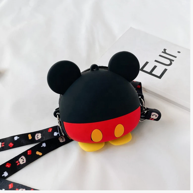 

2021 new kawaii girls mini coin silicon cartoon mickey and minnie handbag purses kids, 3 colors