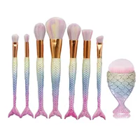 

Fashion Mermaid 8 or 10 PCS Soft Colorful Synthetic Hair Makeup Brush