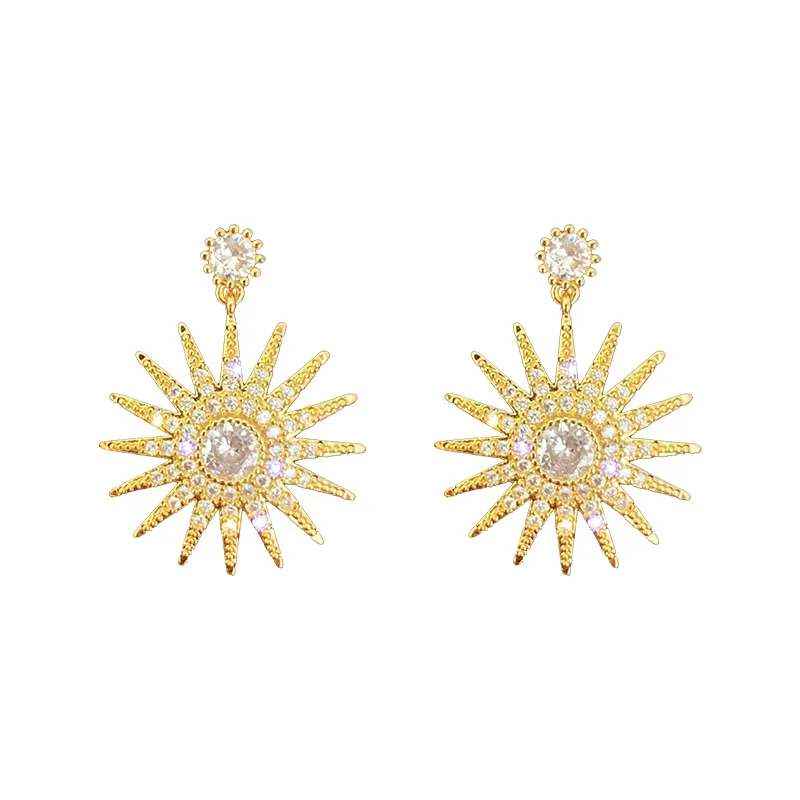 

Trendy personality sunflower full drill sun earrings