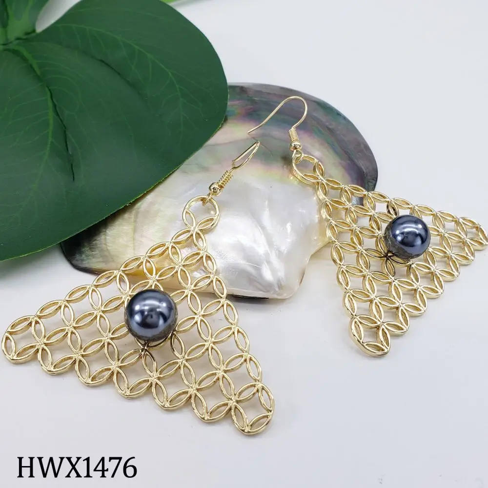 

Hawaiian Women Woven Water Drop Earrings Hawaiian Gold Jewelry Pearl Earring