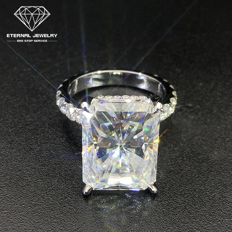 

Eternal Jewelry Romantic Luxury Woman 9k 10k 14k Gold White 18k 24k 12*16mm Big Diamond Moissanite Ring For Wedding Anniversary