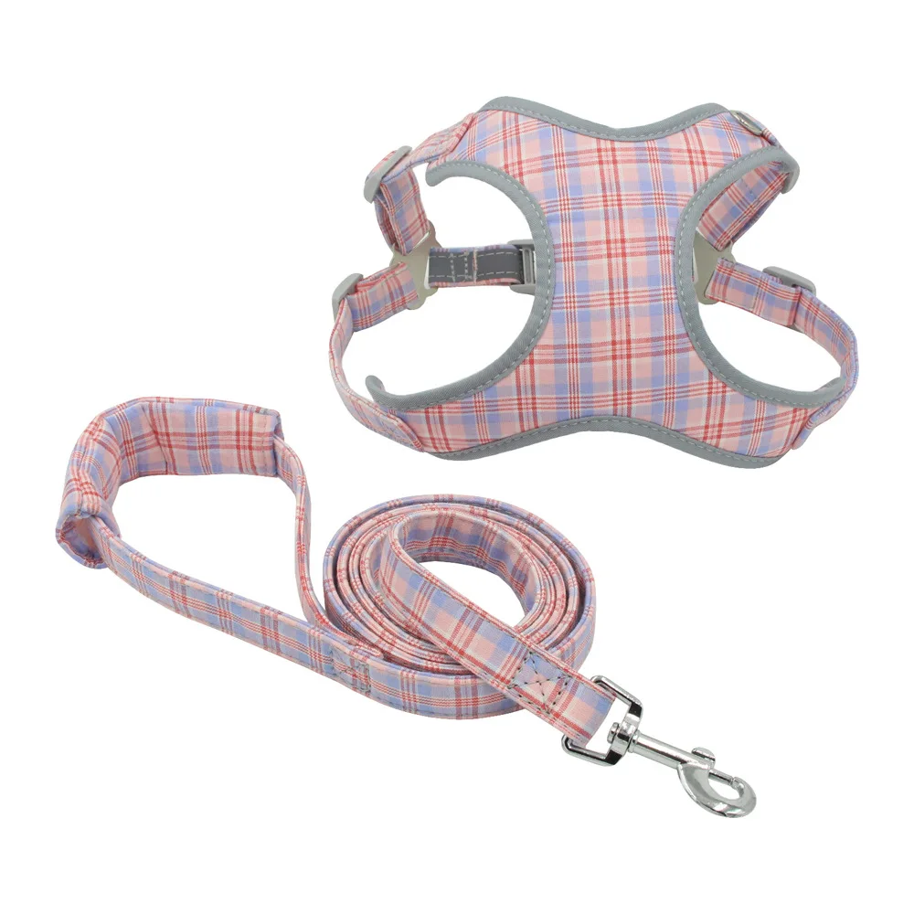 

Wholesale cute printed durable reflective webbing soft ajustable bling pet dog harness