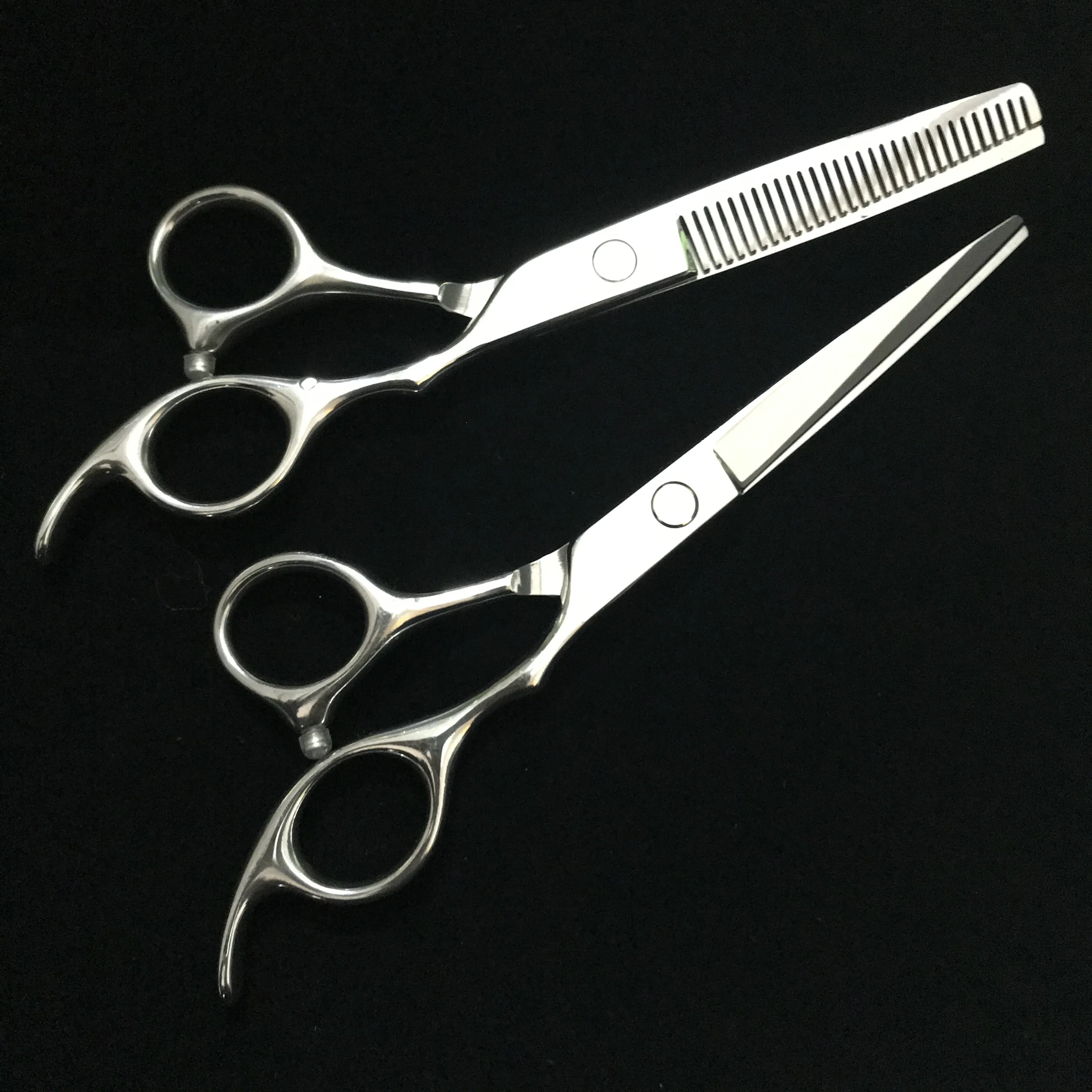 

Marigold 2pc Professional Hair Cutting Thinning Scissors Salon Hairdressing Shears Regular Flat Teeth Barber Scissors, Silver