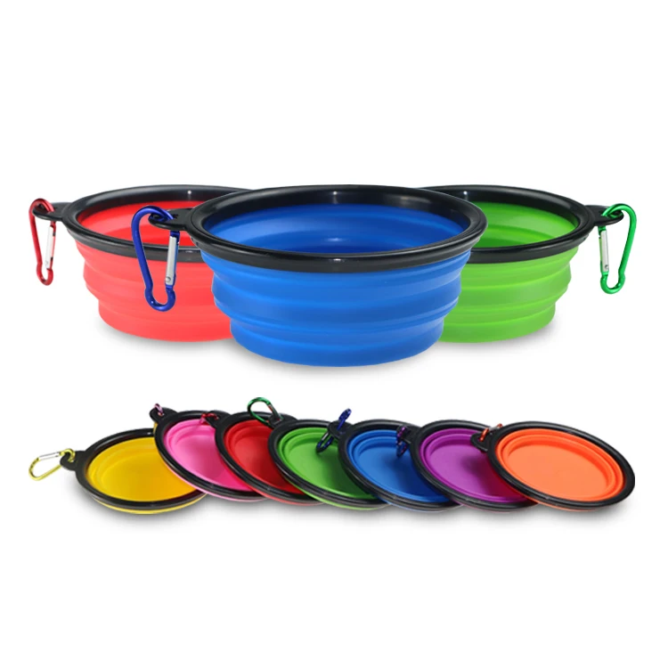 

Amazon Best Seller Size  Water Folding Portable Travel Foldable Silicone Collapsible Food Pet Dog Bowl for Dog, Red, blue, green, orange, yellow, black, purple, white, pink
