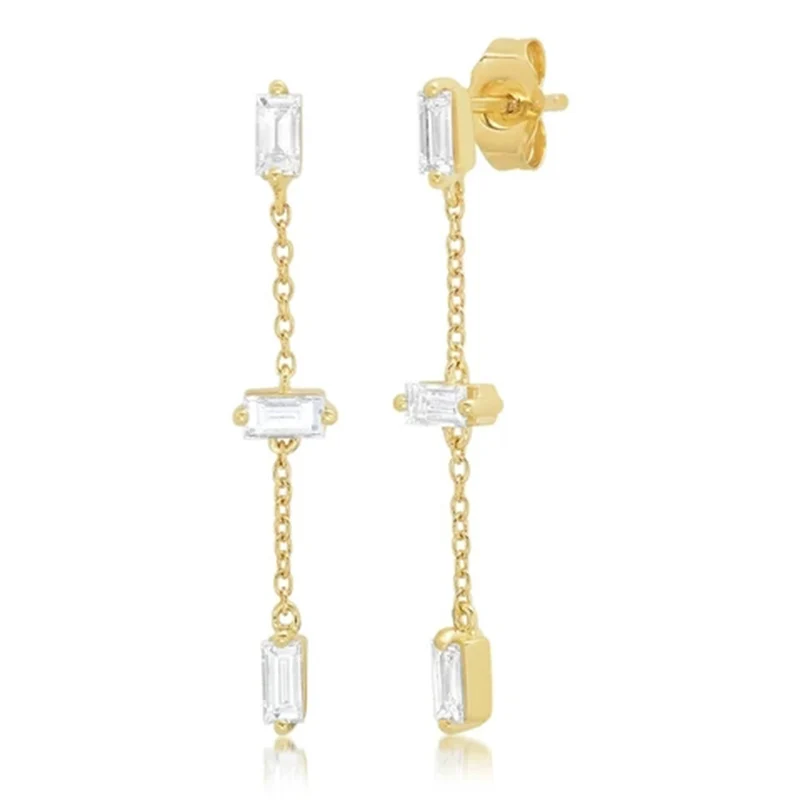 

European and American cross-border creative all-match diamond bread chain drop earrings