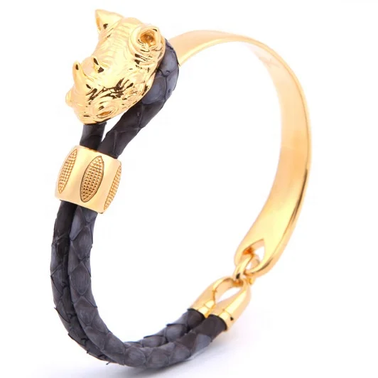 

Viya Jewelry animal head jewelry rhino head bracelet fashion men rhino bracelet, High polished ipg,iprg/ipb/steel color