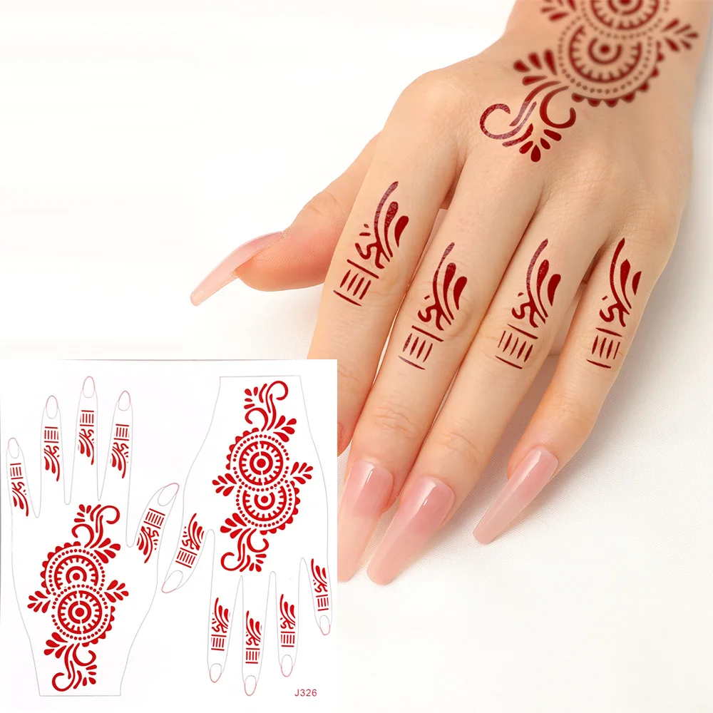 

Brown Henna Tattoo Stickers Manufacturers Both Hands Back Printing Waterproof Indian Tattoo Stickers