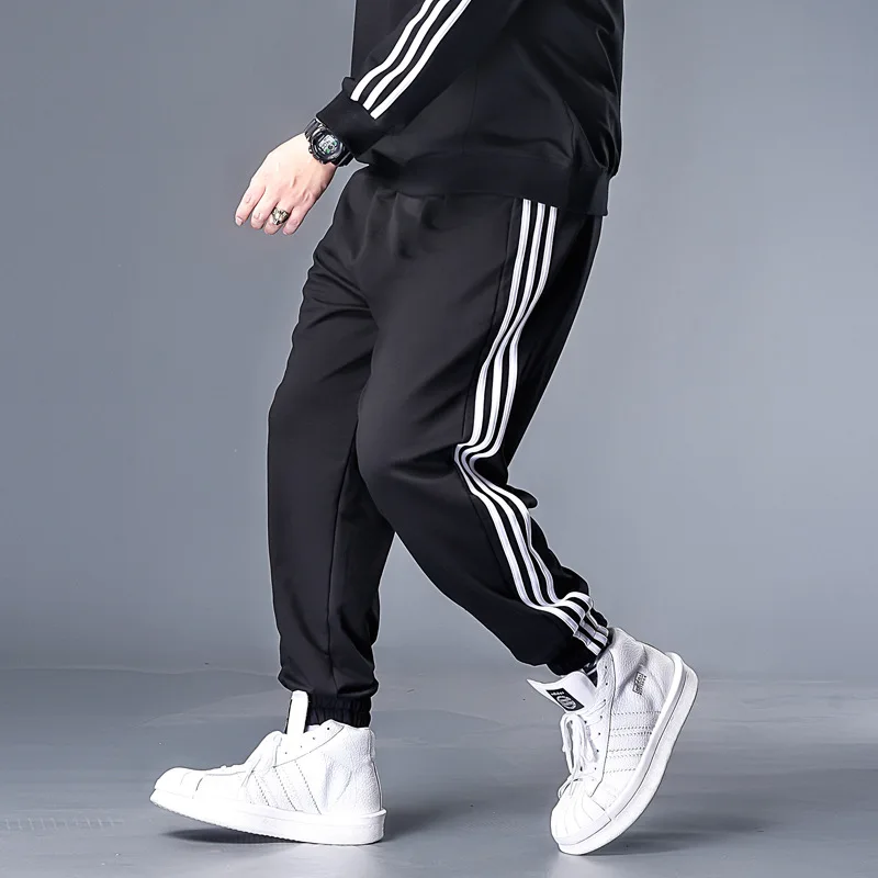 

Pants Sports American And European Cotton With High New Custom Summer Autumn Casual Striped Black Quality Fitted Joggers Men