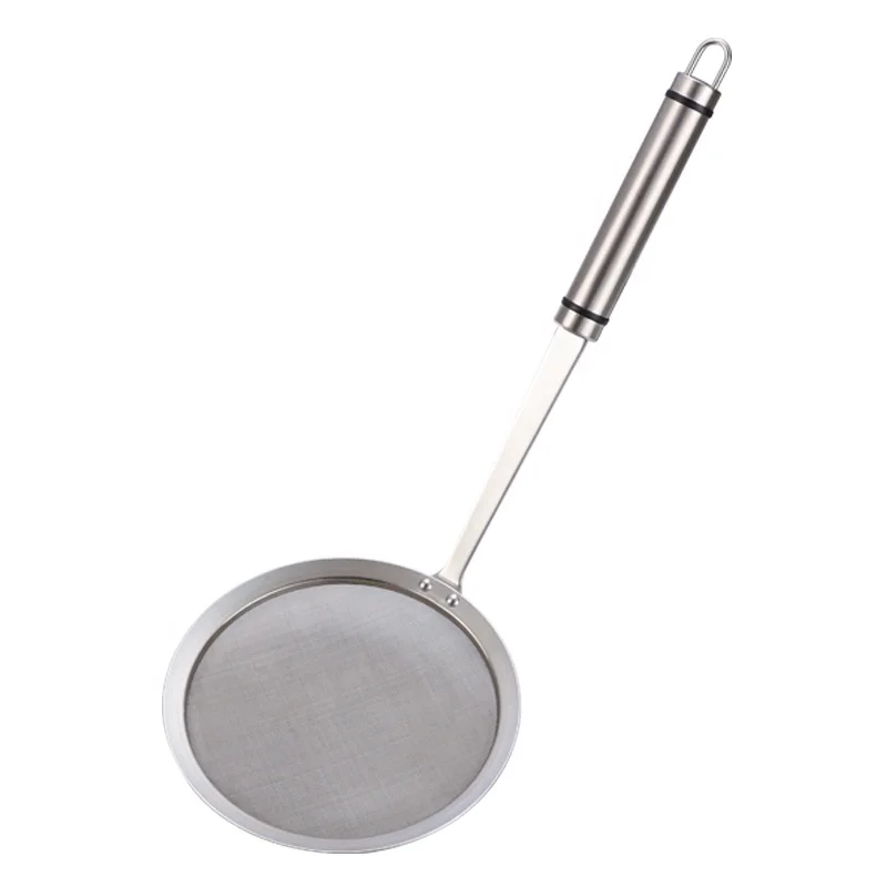 

304 stainless steel grease strainer drain oil filter artifact soup spoon household oil leakage removing skimmer filter residue, Silver