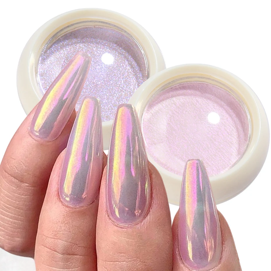 

Solid Powder Nail Glitter Aurora Mirror Chrome Mermaid Pigment Holographic Nail Powder