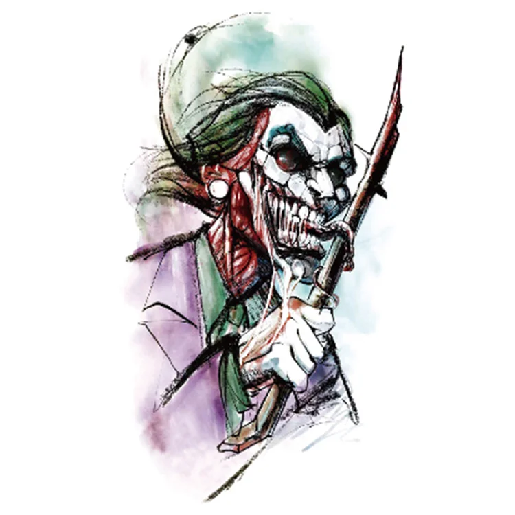 

2021 latest TBS series scary clown waterproof disposable tattoo stickers, Cmyk