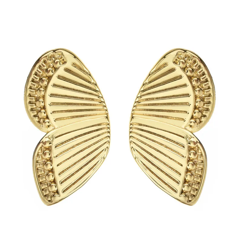 

No fade hot selling 14k gold plated brass butterfly wing earring studs
