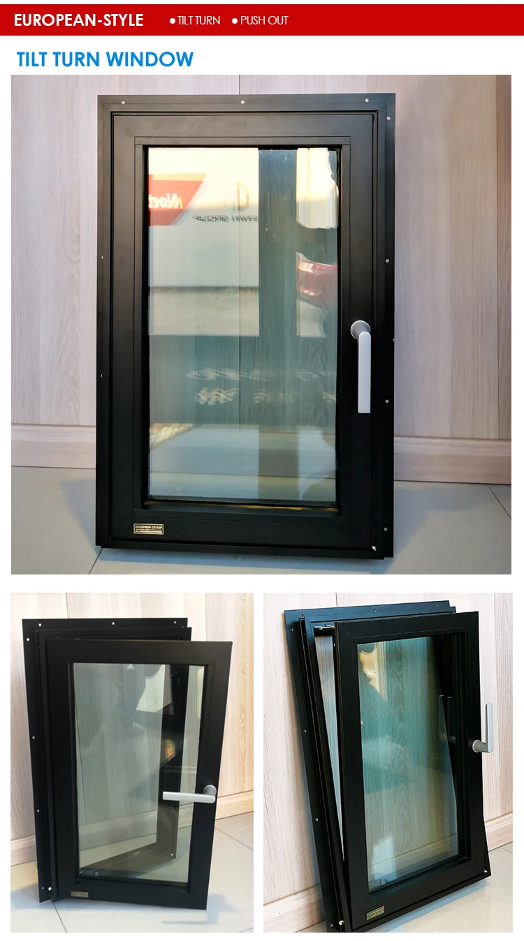 New design modern slim frame aluminum casement double  glass windows