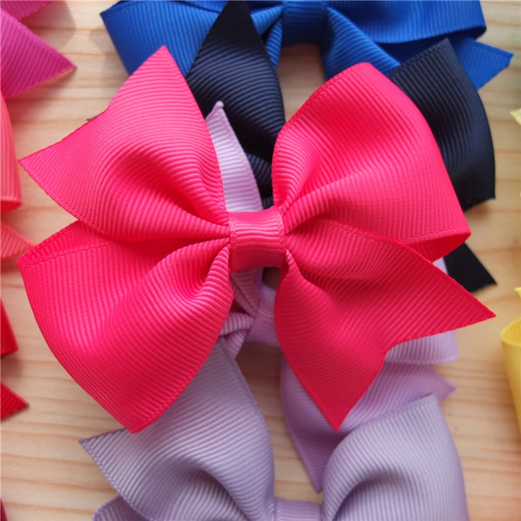 Wholesale Fishtail Hair Bow With Clips Solid Grosgrain Ribbon Hairbow