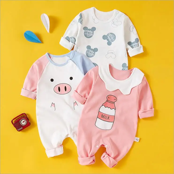 

baju bayi wholesale Bulk 100% Cotton newborn baby girl clothes jumpsuit, 0-6 months long sleeve baby bodysuit, 12 colors options