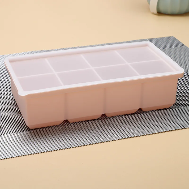 

Household Kitchen 8 Grid Food Grade Silicone Pudding Porridge Ice Cube Trays Mold Freezer Cubes Frozen Cube Mold For Soup, Colorful