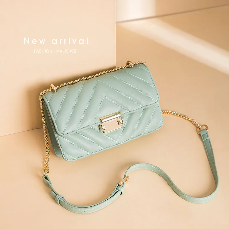 

Spring Small Chain Embroidery Thread One-Shoulder Diagonal Shoulder Quilted Crossbody Bag