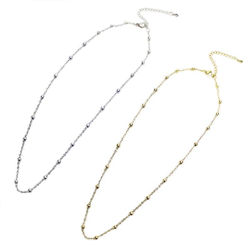 

Jewelry Wholesale Necklace for Amazon Stainless Steel Beaded chain necklace 18K Gold Waterproof for Women's Sweater Decorate, Picture