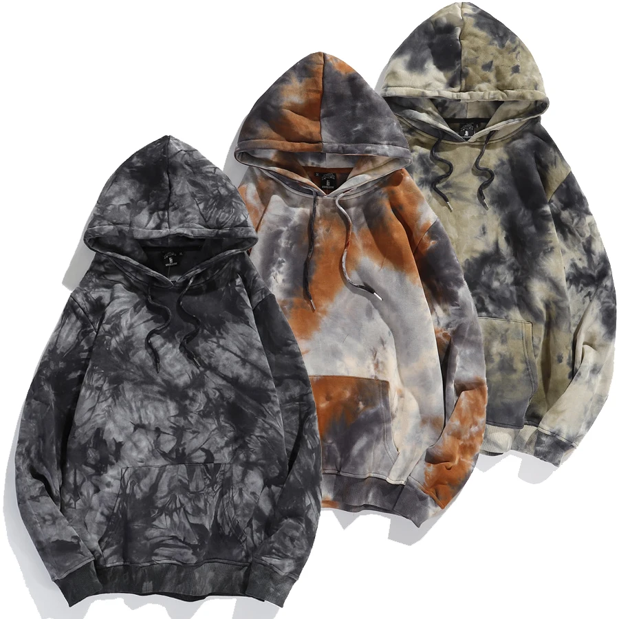 

New Arrivals 2021 Wholesale Clothing Men Fashion Customized Fleece Pullover 100% Cotton Fabric Jumper Tie Dye Hoodie Men