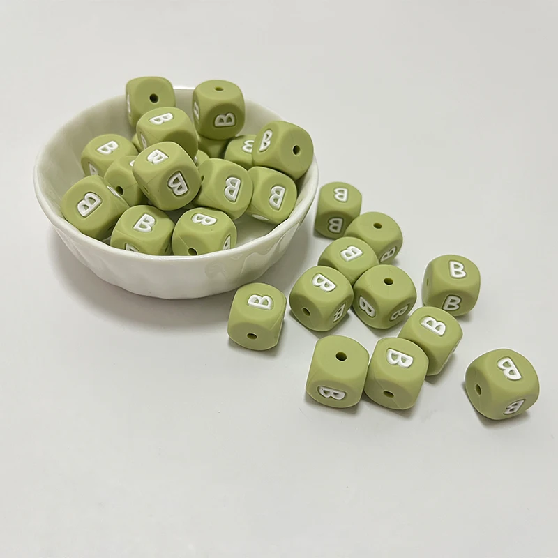 

Wholesale 14 Colors Silicone Letter Beads Food Grade Baby Chewing Alphabet Silicone Beads For Bracelet Pacifier Making