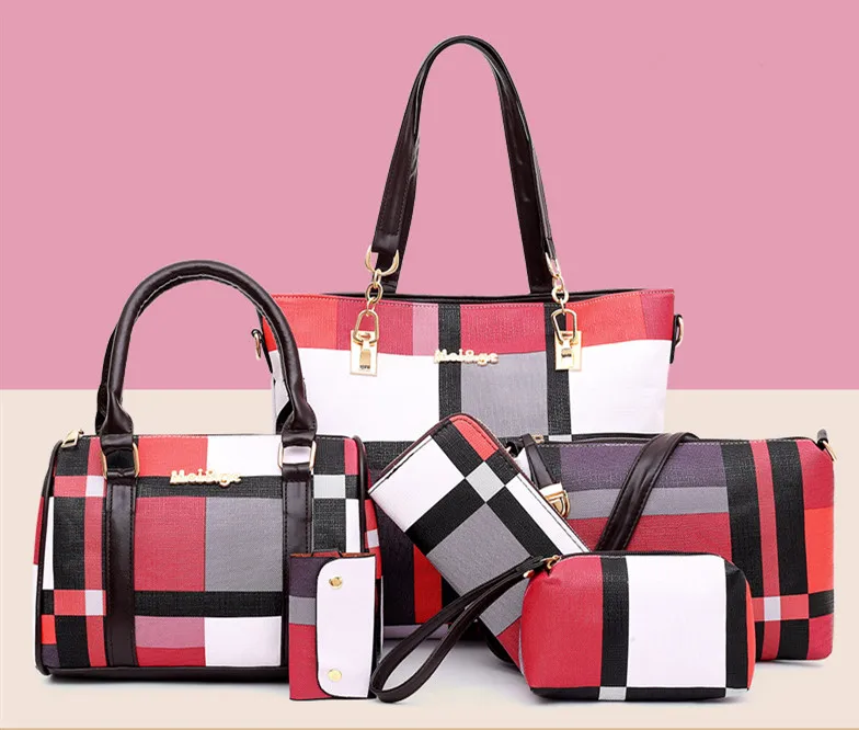 

Women Fashion Printing Handbags Wallet Tote Bag Shoulder Bag Top Handle Satchel Purse Set 6pcs Bolsa de traje de mujer, Customizable