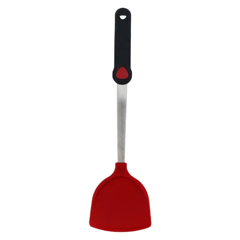 

Great quality high temperature resistance stainless steel silicon spatula for kitchen, Red and gray