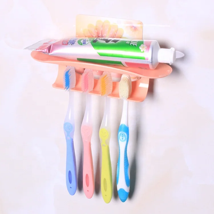 

Self-Adhesive Eco Friendly Plastic Toothbrush Holder Bathroom Tooth Brush Holder No Wall Mount Teeth Brush Toothpaste Dispenser