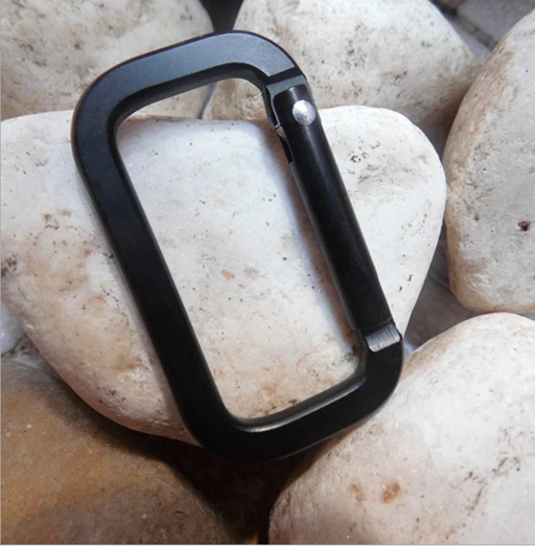 
Custom square aluminum clip keychain rectangle carabiner with strap 