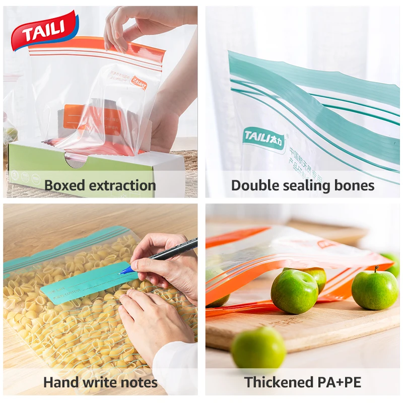 Taili Waterproof Plastic Zip Lock Bag Keep Food Fresh Long Sealing Food