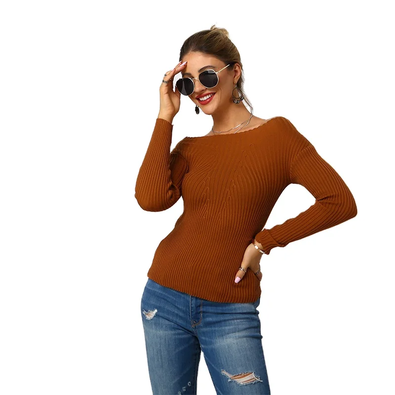 

New 2021 European and American slim fit bottoming knitted sweater