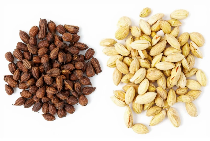 Traditional Indian spices including whole cloves and cardamom pods arranged in copper bowls with wooden spoons