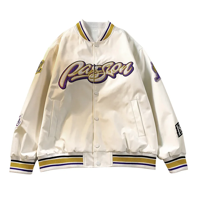 

Wholesale American retro letter embroidered bomber jacket men's spring and autumn loose baseball uniform men's jacket