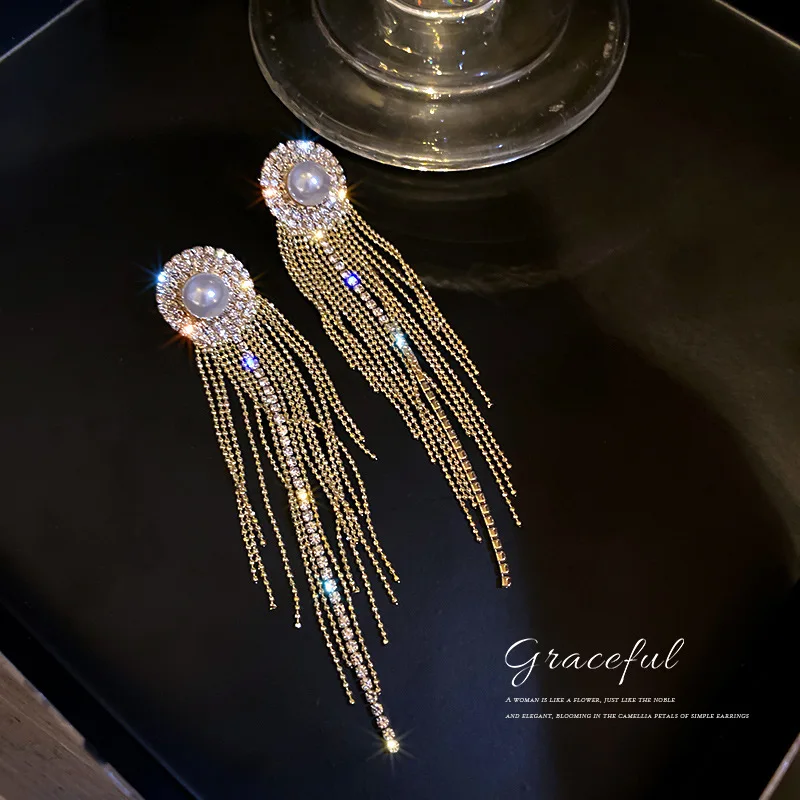 

new statement geometric drop big tassel earring