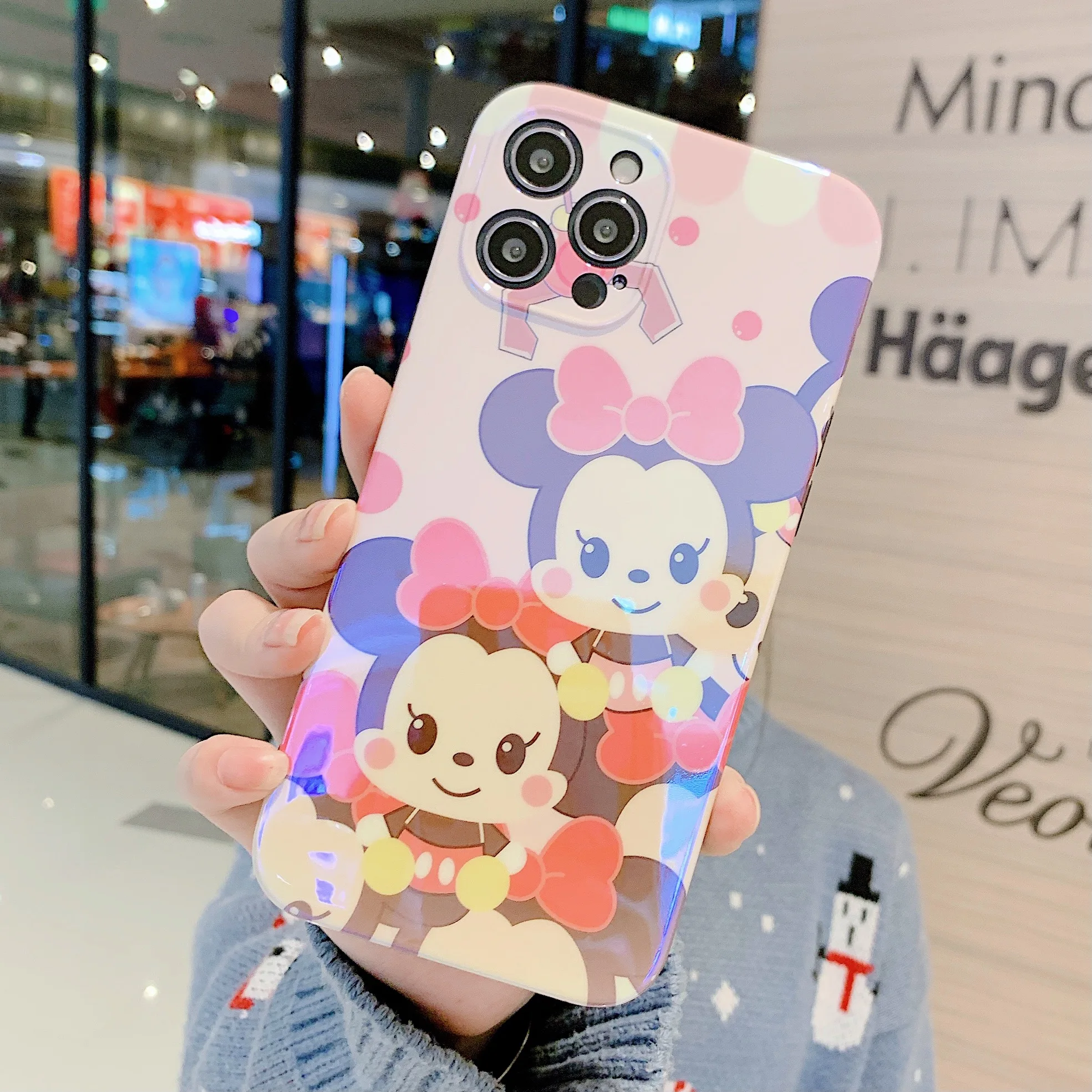 

2021 Anime Mickey Toy Crane Blue Light IMD Phone Cases For iPhone 12 Pro Max 8 Plus XR XS Max SE2020 Back Cover Cartoon IMD Case