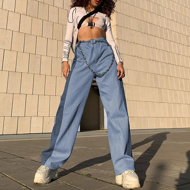 

Wholesale Streetwear Trendy Patchwork Dance Wide Leg High Waist Pants, Customized