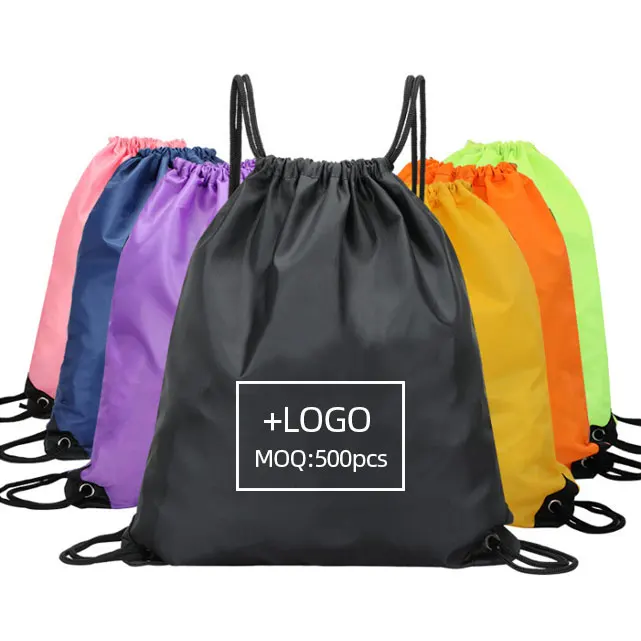 

wholesale custom LOGO promotion polyester drawstring bag, Customized colors