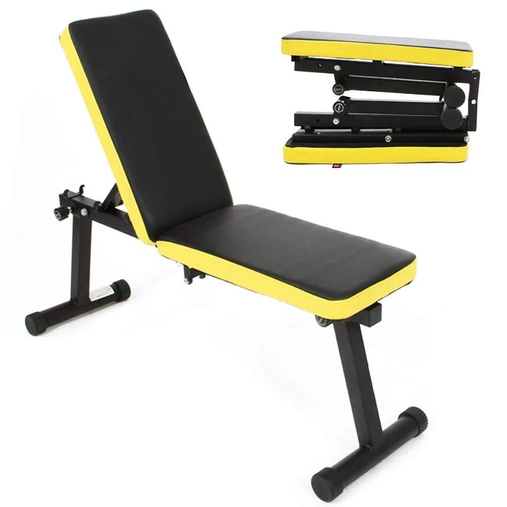 

Wellshow Gym Home Adjustable Weight Bench Foldable Abdominal Exercise Flat Bench Sit Up machine, Yellow+customized color