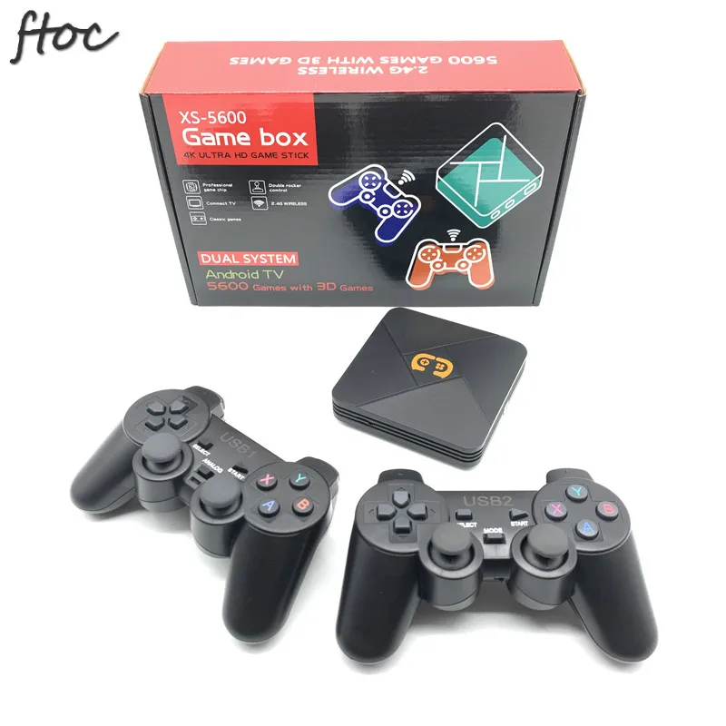 

2021 New Dual System 2.4G Tv Video Game Console Andriod TV Game Box With 5600 Games, Black