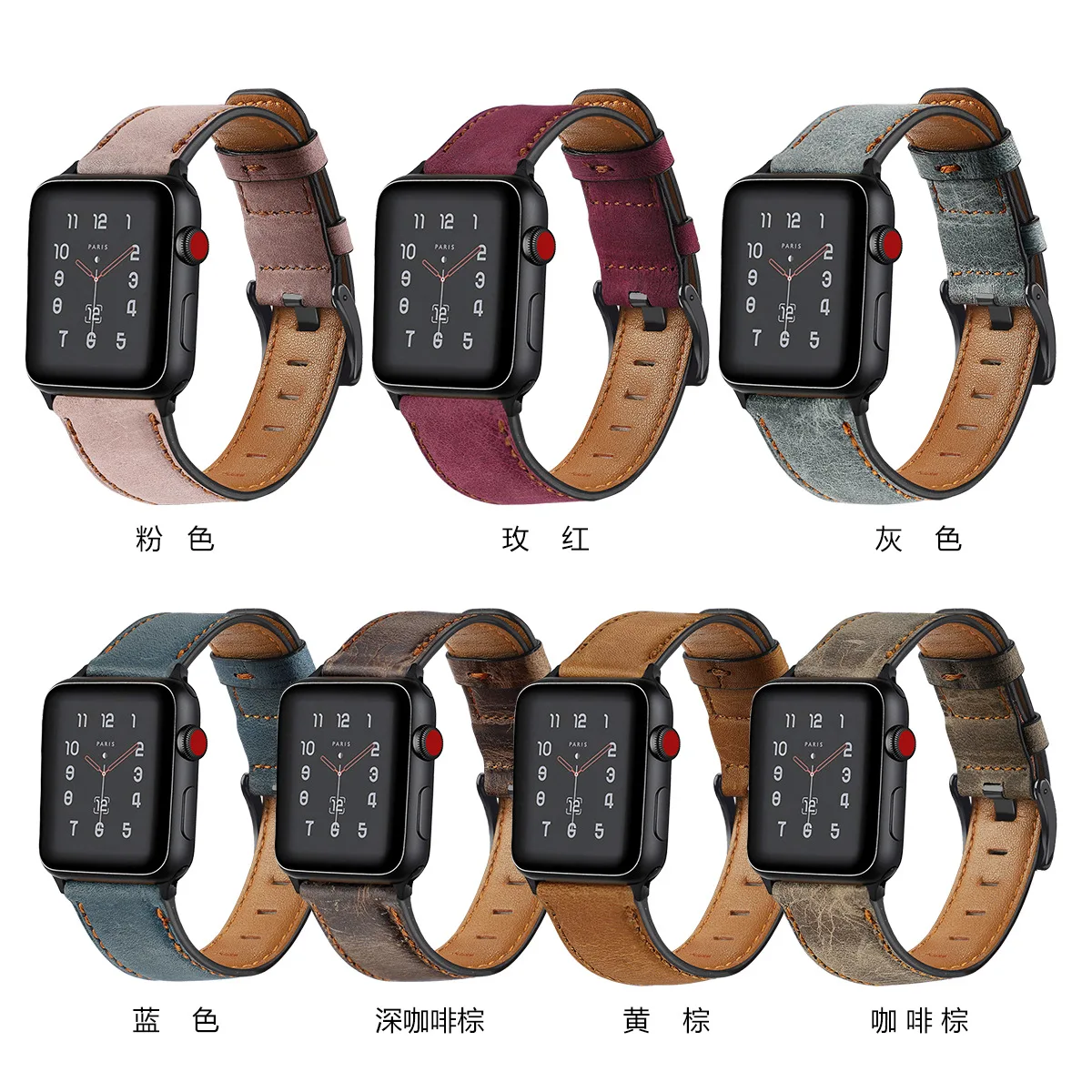 

vintage genuine cow leather bracelet belt band for apple watch iwatch 6 se 5 4 42 38 44 40mm men strap for apple watch wristband, Vintage color