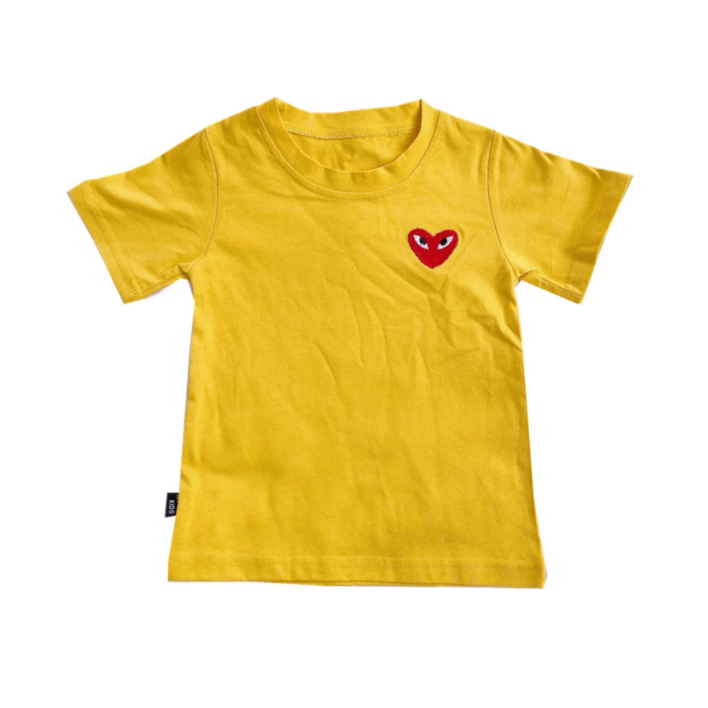

Wholesale boutique kids baby 100% cotton summer shirt heart applique shirt, As picture